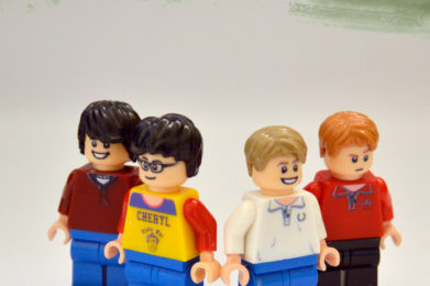 Blur Lego minifigure created by Bloom Design, Damon Albarn, Graham Coxon, Alex James, Dave Rowntree